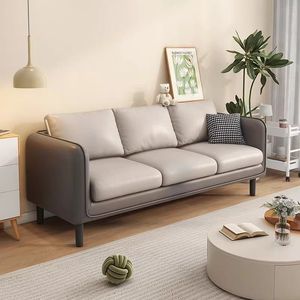 Canapé 3 places <span class=keywords><strong>en</strong></span> <span class=keywords><strong>cuir</strong></span> PU de style nordique avec coussin <span class=keywords><strong>en</strong></span> latex <span class=keywords><strong>pour</strong></span> petit <span class=keywords><strong>salon</strong></span>, appartement et réception de bureau - Product Image 1