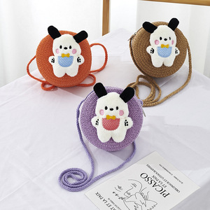 Милая мини Соломенная Сумка-сумка для детей тканая пача собака кошелек для монет - Product Image 4