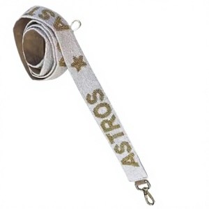 Sangle en sangle tissée CRYSTAL CRAFT Astros avec icônes d'étoiles en relief, perles vintage, accessoire de sac à main réglable et écologique, tendance - Product Image 1