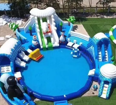 Parque inflável da água da piscina, parque inflável de diversões da água da terra com alta qualidade