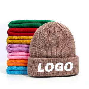 <span class=keywords><strong>Bonnet</strong></span> en <span class=keywords><strong>tricot</strong></span> acrylique uni de haute qualité en gros, logo brodé personnalisé, <span class=keywords><strong>bonnet</strong></span> chaud d'hiver brodé au crochet pour hommes et femmes - Product Image 1