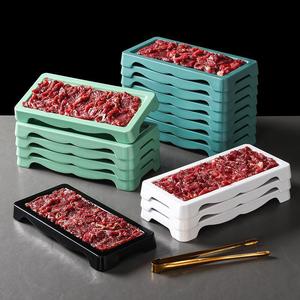 Stackable Melamine Serving Trays For Hot Pot <b>Grilled</b> Meat Sliced Beef Rectangular Dish Plates Solid Color Multi Size Set - Product Image 1