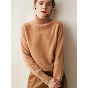 Raglan Knit Cashmere-sweater 100% Custom Logo Wholesale Cashmere Women Fit Sweater Pullover High Neck China