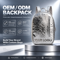 Sac à dos pour homme avec logo personnalisé, plusieurs options de couleurs, sac à bandoulière en cuir PU argenté, sac de voyage décontracté, fabricant OEM ODM