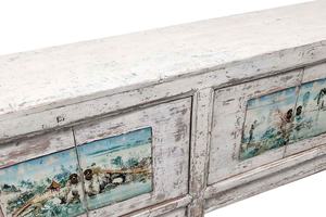 غرفة المعيشة العتيقة رث أثاث أنيق الصينية قانسو رسمت خشب متين مجلس الوزراء - Product Image 5