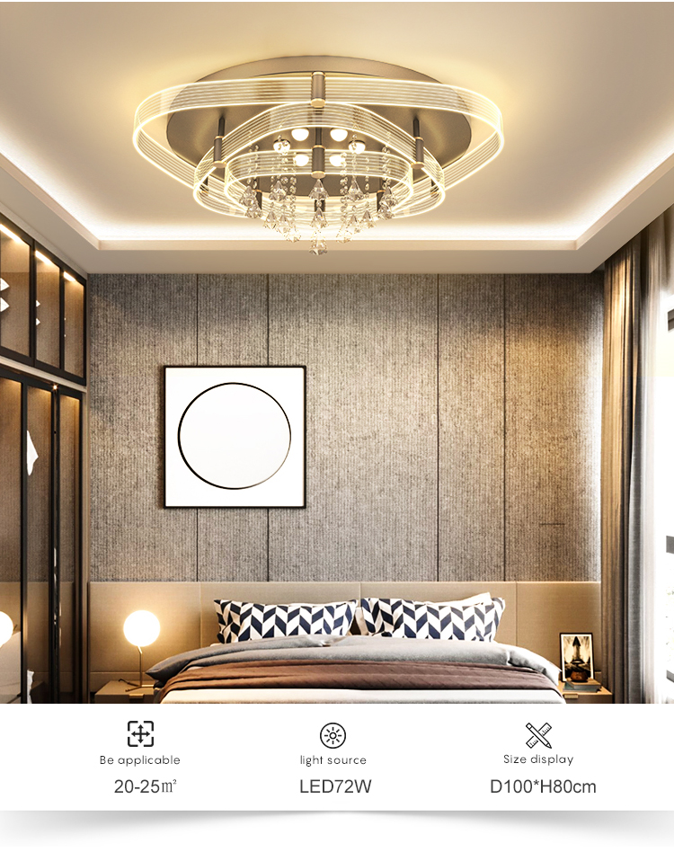 New Product Indoor Decoration Luxury K9 Crystal Bedroom Living Room Modern LED Ceiling Lamp