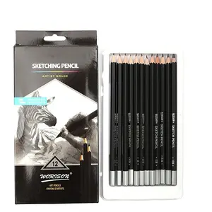 Best Quality 12Pcs Artist Drawing Pencil Set Soft Safe Non-toxic Standard Sketching Pencils for Art Supplies