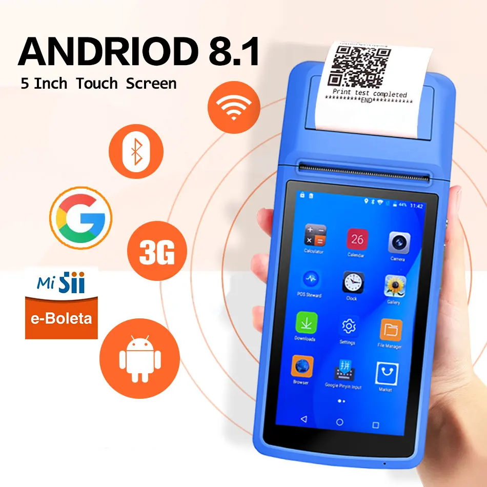 MHT-M1 Cheap 3G Android 8.1 Handheld POS Terminal with Google Play Store and Built-in 58mm Thermal Printer