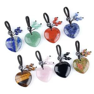 Colgante de Piedra Natural de 30mm en Forma de Corazón, Llavero Tejido, Amatista, <span class=keywords><strong>Cuarzo</strong></span> <span class=keywords><strong>Rosa</strong></span>, Ojo de Tigre, Cristal, Colgante en Forma de Corazón DIY - Product Image 1
