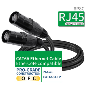 Câble Ethernet <span class=keywords><strong>RJ45</strong></span> <span class=keywords><strong>Cat</strong></span> 6A blindé court EtherCON Matters, femelle-femelle, avec boîtier métallique noir, étiquettes personnalisables - Product Image 2