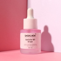 Flacon compte-gouttes 20 ml en verre dépoli pour huile à cuticules SAGALAGA, parfum fruité, logo personnalisé OEM, soin naturel des ongles, vente en gros, stock disponible