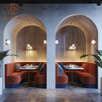 Canapé, banquette, chaise et table en marbre demi-cercle incurvé, mobilier de luxe moderne pour café, restaurant, salon de thé