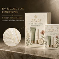 Boîte cadeau cosmétique rigide personnalisée avec insert divisé pour duo de baume à lèvres et lotion pour les mains, emballage personnalisé pour produits de soin de la peau