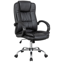 Chaise de bureau exécutive ergonomique moderne en cuir PU à dossier haut confortable avec pivotement réglable et rotation à 320° #   Base chromée