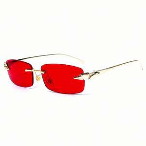 Gafas de Sol Rectangulares Sin Montura UV400 Vintage de Lujo para Hombre y Mujer, Novedades 2025 con Logotipo Personalizado, Gafas de Sol con Marco Metálico Pequeño para Hombre y Mujer - Product Image 2