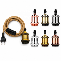 Douille de lampe vintage E27 avec prise UE, support de suspension style industriel, base d'ampoule Edison avec interrupteur