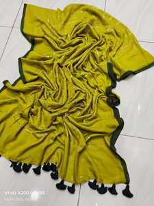 Sari de Algodón Tejido con Blusa, Ecológico, Ligero, Teñido Liso, Vestido de Novia para Niñas - Product Image 4