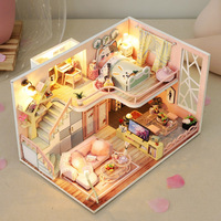 CAYI Sweet Time maison de poupée bricolage maison de poupée Mini maison de poupée en bois maison de poupée mains artisanat maisons de poupée Kit avec lumière LED pour les filles