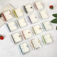 Mini classeur PVC 3 anneaux transparent A6 avec fermeture à pression