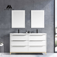 Meuble-lavabo mural moderne Mars Villa de 48 pouces, sur mesure, résistant à l'eau, écologique, en contreplaqué gris pour hôtel