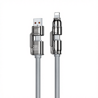 Câble de données en alliage de zinc tressé 4 en 1 avec connecteurs Micro USB et Type-C pour iPhone, charge rapide PD et transfert de données