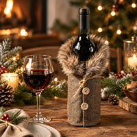Housse de bouteille de vin à motif écossais pour Noël, sac cadeau pour bouteille de vin, décoration de table de fêtes, tablier de bouteille de vin personnalisé avec logo, vente en gros