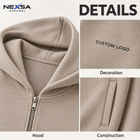 Sweat-shirts et sweats à capuche pour hommes, personnalisés, à étiquette privée, couleur beige clair, côtelés, entièrement zippés, avec motif graphique, en coton, décontractés, de qualité supérieure, vente en gros