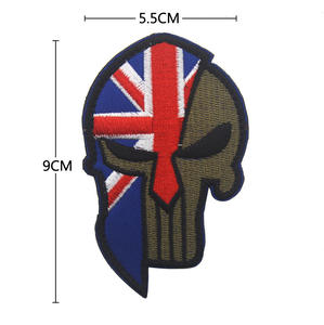 Hot Selling Cool Machine Embroidery Molon Helmet Punisher Armband with <strong>Hook</strong> <strong>Loop</strong> Fastener on the Backing - Product Image 6