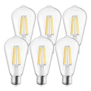 Jesled Nieuwe Hoge Lumen Energie Besparen 210lm/W E27 E26 B22 4W 6W 8W St58 Dimbare Led Filament Lamp 95 + Cri Helder Glas Etl Vermeld