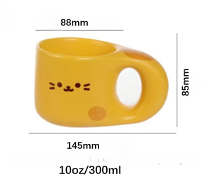 แก้วเซรามิคทรงน่ารักพุงป่อง ขนาด 10 ออนซ์ พร้อมจานรอง สำหรับลาเต้ ชา นม - Product Image 2