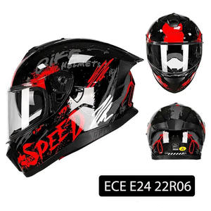 Casco de Motocicleta Integral ECE 22R06 ABS, Ajustable, Transpirable, Resistente al Viento, con Franjas Rojas de Alta Visibilidad - Product Image 1