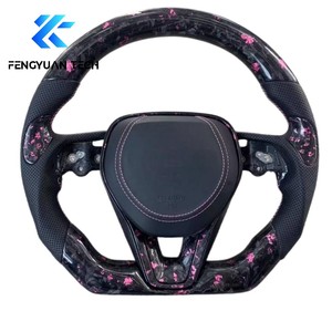 Volant en cuir personnalisé Alcantara en fibre de carbone forgée avec boutons pour <span class=keywords><strong>Toyota</strong></span> Corolla 12 Camry E210 2019 2024 - Product Image 5