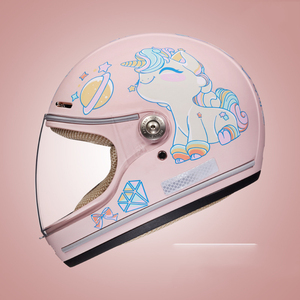 Casque de moto intégral pour enfants, motif de dessin animé mignon, casque de moto coupe-vent avec visière transparente - Product Image 3