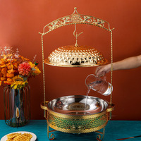 Set Perlengkapan Prasmanan Chafing Dish Modern Kecil Warna Emas Stainless Steel Terlaris 4.5L Perlengkapan Hotel