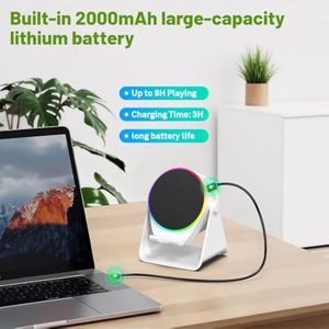 Soporte de Altavoz Inalámbrico por Inducción con Amplificador de Sonido Estéreo, Luz RGB, Soporte Ajustable para Teléfono, Compatible con Teléfonos y Tablets - Product Image 5