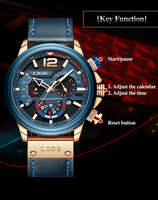 LIGE LG8959 Montre chronographe à quartz pour hommes d'affaires et sport avec bracelets en cuir étanches Alliage Calendrier lumineux Main Verre analogique