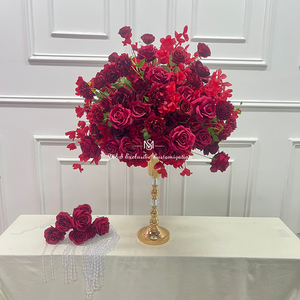 Buket Bunga Meja Mawar Burgundy 60CM untuk Pernikahan, Dekorasi Jalan, Hiasan Bunga Acara, Ukuran Dapat Disesuaikan - Product Image 2