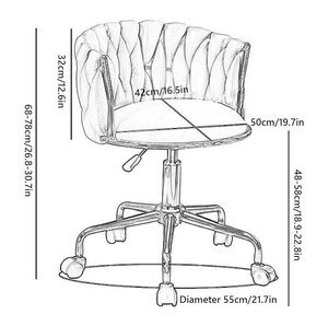 เก้าอี้แต่งหน้าปรับระดับความสูงได้ เก้าอี้สำนักงานบุผ้ากำมะหยี่ทันสมัย หมุนได้ พร้อมล้อเลื่อน - Product Image 2