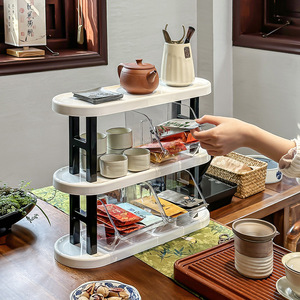 Multi Tier Tea Organizer 3 Layer Oval <b>Shelf</b> Storage Rack For Office Tea Room Desktop Organizer - Product Image 2