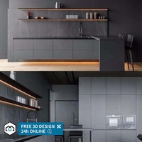 George Group Meuble de cuisine modulaire personnalisé, style Shaker, en HDF, avec porte en résine stratifiée, haut de gamme, économique, en promotion, avec robinet de cuisine