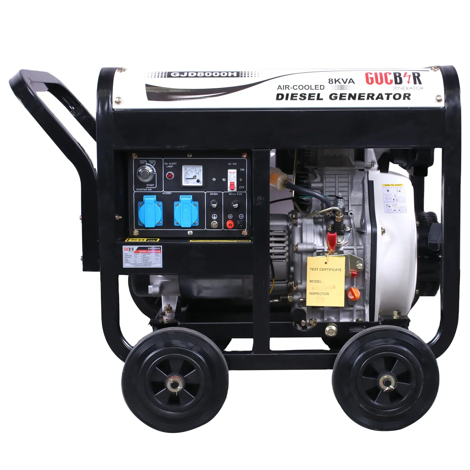 8 KVA 6 KW công suất chính 7 KVA Máy phát điện diesel di động đặt loại mở một pha 220V khởi động điện