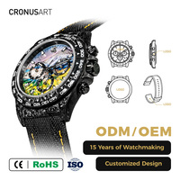 Montre homme d'affaires, montre mécanique avec miroir saphir + bracelet en toile, définissant un garde-temps noble