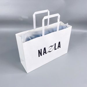 Bolsas de compras de lujo con logo personalizado impreso, bolsas de papel kraft de 180g para empacar ropa, bolsas de regalo para minoristas, bolsas de mano para zapatos/ropa - Product Image 1