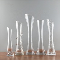Vase à fleurs en verre concave transparent, centre de table, tube en verre à sommet incliné, vase à bourgeons
