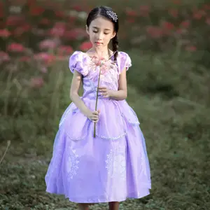 Grosir kostum untuk 9 tahun-MQATZ Kostum Princess Sofia Kids Dress Gaun Pesta Perempuan Cosplay Usia 2-10 Tahun Anak-anak Cosplay Gaun