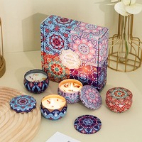 Coffret cadeau de bougies parfumées avec 2 pots vides de 2,2 oz, boîte à bonbons décorative ronde en fer blanc, petite boîte à bougies vide portable