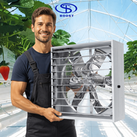 Ventilateur d'extraction à poussée et à aspiration avec boîtier galvanisé à chaud, anti-rouille, volet automatique, pour élevages avicoles et bovins côtiers