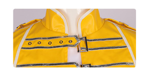 Queen Lead Vocals Freddie Mercury Cosplay disfraz mascarada bola amarillo Pu abrigo conjunto completo uniforme hombre mujer carnaval <span class=keywords><strong>traje</strong></span> - Product Image 6