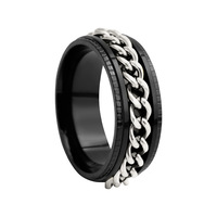 Machine à filer à anneaux en acier inoxydable pour hommes avec chaîne anti-anxiété pour bijoux à la mode
