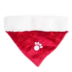 G596易穿宠物狗圣诞头巾适合领柔软舒适可洗三角头巾宠物狗定制便宜